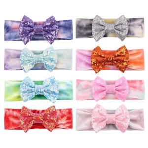 Ziming الاطفال 4 بوصة الترتر القوس و التعادل نسيج مصبوغ القوس رباط رأس مطاطي متعددة الألوان الأطفال هيرباند السائبة بيع - Product Image 6