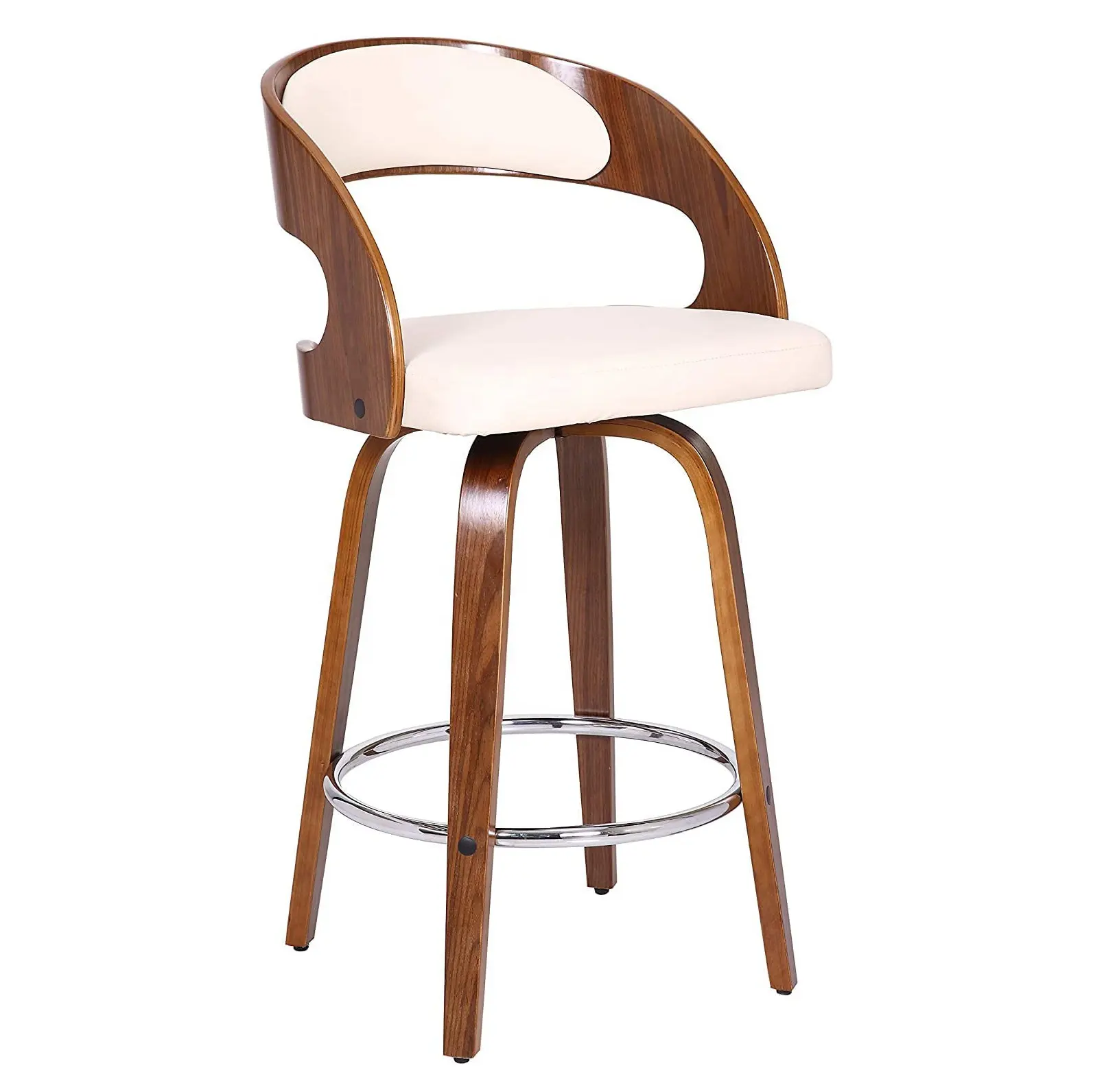 Sedia in compensato antico bianco gambe in legno sedie da bar girevoli comodi mobili per la casa di lusso braccio bar ristorante sedia da pranzo in legno