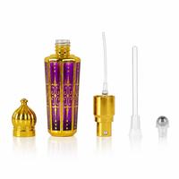 Flacon de parfum miniature 15 ml en verre doré conique avec applicateur à bille, rechargeable, pour échantillon d'huile de parfum, luxe arabe