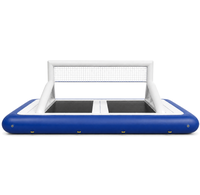 Terrain de volley-ball aquatique gonflable commercial avec filet réglable, jeu de volley-ball flottant en PVC robuste pour les centres de villégiature et le camping
