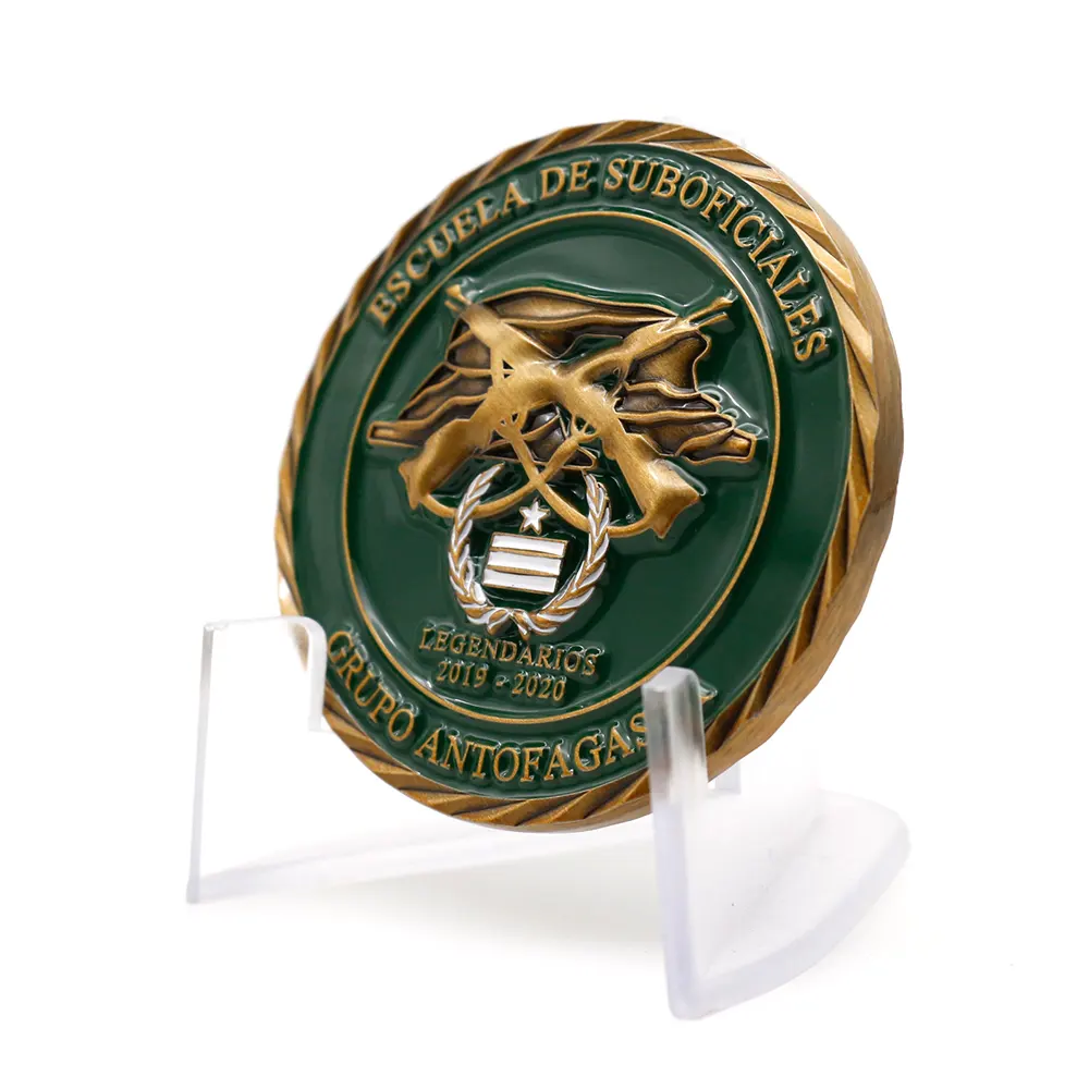 Supply custom design metal 3d enamel antique gold plated outer explore force space challenge coin