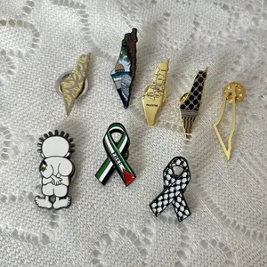 Atacado de alfinetes de bandeira de lembrança palestina com design personalizado de metal esmaltado para a Palestina