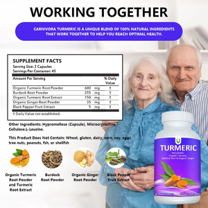 Cápsulas de Cúrcuma y Jengibre con Raíz de Bardana Orgánica, Favorecen la Salud Digestiva en Adultos, Venta al Por Mayor OEM - Product Image 2