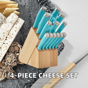 Handmade Stainless Steel 4-Piece Cheese Knife Set <b>Plastic</b> Handle Leather Sheath Straight <b>Edge</b> Knife Cutter Felt Knives - Product Image 2