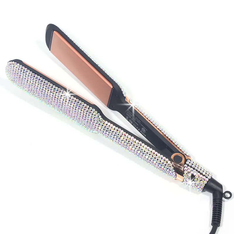 नई डिजाइन बड़ा बाल straightener bling हीरा उच्च तापमान गर्म फ्लैट लोहे