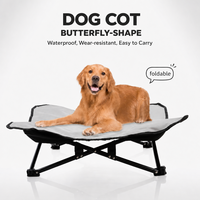 Lit surélevé pour chien en tissu Oxford 600D imperméable et pliable, avec revêtement en PVC, en forme de papillon, pour l'extérieur, vente en gros