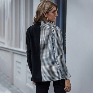 OEM Women Apparel Double-breasted Casual Coat Patchwork <strong>Check</strong> <strong>Ladies</strong> Suit blazer Women's <strong>Jacket</strong> - Product Image 6