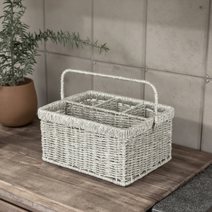Panier de rangement en bambou en plastique tissé décoratif Portable avec poignée pour les pique-niques activités de plein air conception en osier de corde de <span class=keywords><strong>papier</strong></span> - Product Image 1
