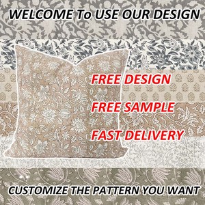 New Upgraded Design 45x45/51x51cm Neutral Soft Green Flax Designer <strong>Sage</strong> Floral Handblock Print Linen Pillow <strong>Cover</strong> <strong>Cushion</strong> <strong>Cover</strong> - Product Image 2