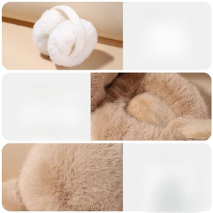 Gu Teng <span class=keywords><strong>Cache</strong></span>-oreilles d'hiver pour <span class=keywords><strong>femme</strong></span> en fausse fourrure de lapin, chauds, épais, surdimensionnés, moelleux, coupe-vent, résistants au froid et pliables - Product Image 5