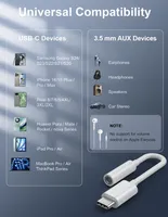 Adaptateur audio USB-C vers 3,5 mm - Pack de 2 HiFi compatible avec iPhone 17 16 15 Samsung Type C vers prise jack