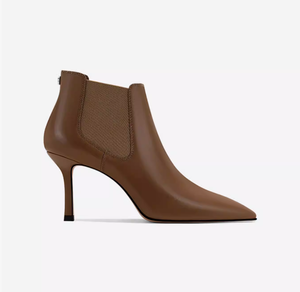 Bottines montantes pour <span class=keywords><strong>femme</strong></span> en cuir véritable, couleur unie, à bout pointu, <span class=keywords><strong>talon</strong></span> <span class=keywords><strong>carré</strong></span> fin, à enfiler, tendance, rehaussantes - Product Image 1
