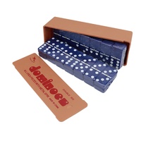 Vente en gros d'usine couleur bleue double six en plastique, taille de tonalité de rallye de dominos dans une boîte en plastique pour jeu de table de casino