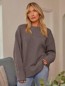 Pull en tricot d'hiver surdimensionné pour femmes pull chaud et épais avec logo avant de style coréen vêtements longs - Product Image 4
