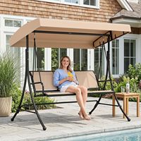 Balançoire de véranda pour 3 personnes, balançoire de patio avec auvent réglable, balançoire d'extérieur pour véranda, jardin, cour arrière, bord de piscine