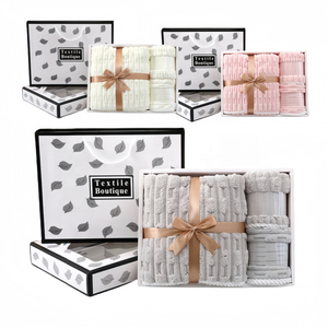 Juego de 3 <span class=keywords><strong>Toallas</strong></span> Faciales y de <span class=keywords><strong>Baño</strong></span> en Caja de Regalo Personalizada, Toalla de Felpa de Coral de Secado Rápido y Agradable al Tacto para Recuerdos de Eventos y Regalos - Product Image 1