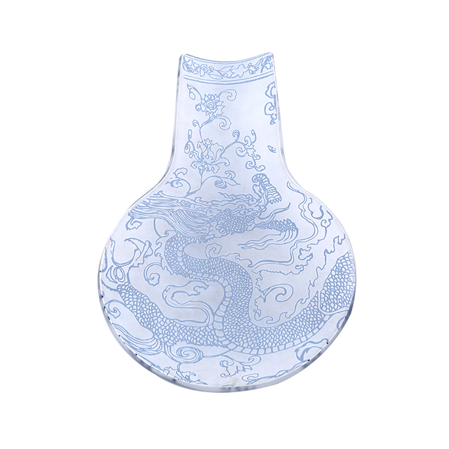 High Quality Custom Blown Curved Dragon Texture Toughened Transparent Glass Ornaments Premium Artwork Home Decoration