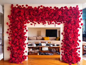 SPR Customized Color Red Silk Rose Peony Hydrangea Arch Flower Wall Decoration for Wedding/Party Backdrop Christmas - Product Image 1