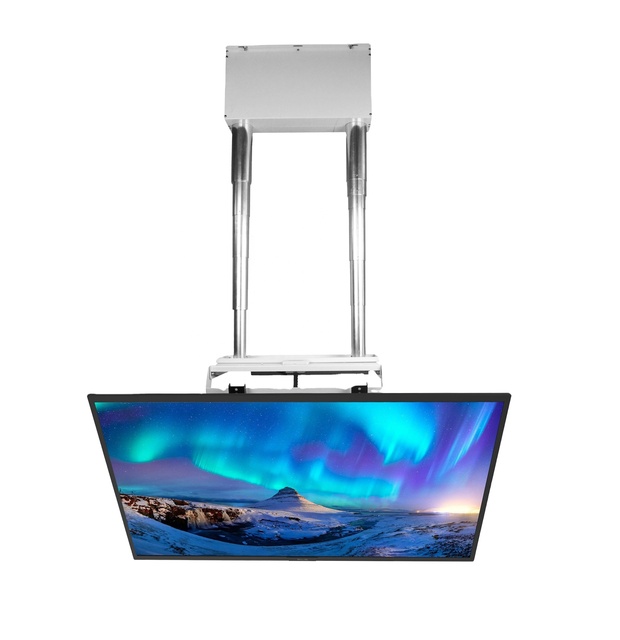 Fully Automatic Remote Control Telescopic Ceiling TV Lift Flip-Down TV Mount with Double Columns Motorized Ceiling TV Mount