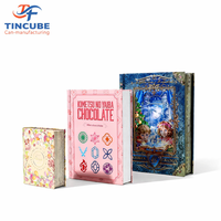 Boîte en métal personnalisée en forme de livre pour chocolats, bonbons, biscuits, emballage cadeau, qualité alimentaire, fabricant OEM ODM
