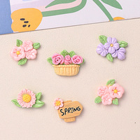 Aksesoris Resin Bunga Kartun Musim Semi Warna Pink untuk Dekorasi DIY Casing Ponsel, Sepatu, Jepit Rambut