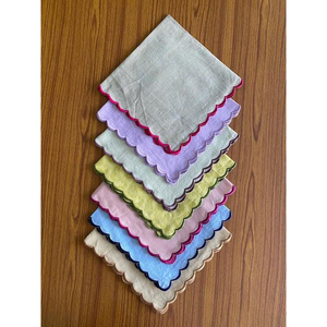 ผ้าเช็ดปากปักลายโบฮีเมียนทำมือ ผ้าปูโต๊ะผ้าลินิน ผ้าเช็ดปากผ้าฝ้ายนำกลับมาใช้ใหม่ได้สำหรับงานแต่งงาน สไตล์เรียบง่ายสำหรับใช้บนเครื่องบิน - Product Image 5