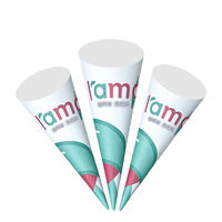 Emballage personnalisé en papier de qualité alimentaire pour cornets de crème glacée, manchon porte-cornets pour desserts et collations