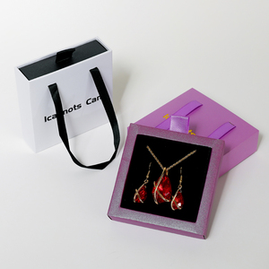 Custom Logo Square Drawer <b>Box</b> with Ribbon Handle Simple While Elegant Design 10x10x3cm - Product Image 1