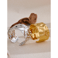 JINYOU 3583 Grand Bracelet Jonc Ouvert en Acier Inoxydable, Plaqué Or 18K PVD, Étanche, Bijou de Poignet Tendance