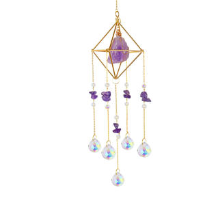 Piedra rugosa de grava y <span class=keywords><strong>sombra</strong></span> de cristal, adornos colgantes de fantasía de arcoíris con campanas de <span class=keywords><strong>viento</strong></span> - Product Image 1