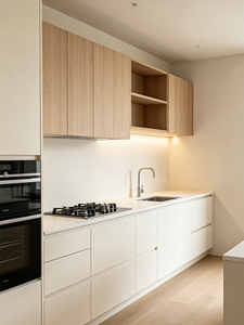 Gabinetes de Cocina Modernos con Acabado en Madera y Blanco, Juego de Gabinetes Modulares Personalizados para Renovación de Apartamentos - Product Image 2