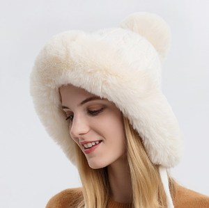Genya Fleece Women Knit Beanie Hat pour fille Winter Ski Hat With Pompom Fashion Women Winter Knitted Hat - Product Image 5