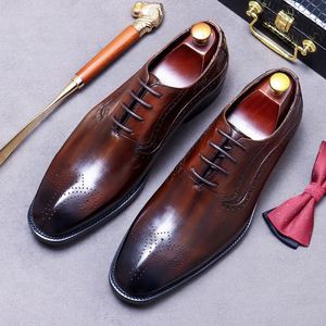 Chaussures de luxe originales Poopperkin pour hommes, style européen et américain, faites à la main, couleurs variées, richement décorées, pointues, Oxford sculptées, à lacets, antidérapantes ASTON - Product Image 2