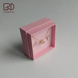 7x7x3cm Pink Color Rigid Cardboard Fine Jewelry Packaging Box For Necklace Ring Earring P2110