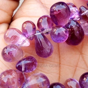 Thạch anh tím Giọt Nước Mắt hình dạng đồng bằng hạt lỏng đá quý làm đồ trang sức vòng cổ giá bán buôn mỗi sợi tự nhiên + AAA chất lượng hàng đầu - Product Image 3