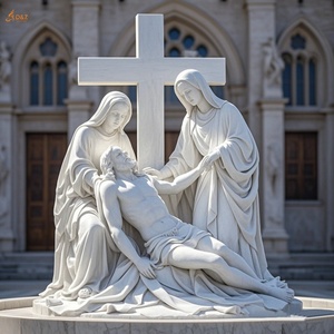 Cristiano católico famoso gran piedra tallada Jesús 14 estación decimotercera estación mármol blanco Jesús cuerpo abajo de la Cruz estatua - Product Image 3