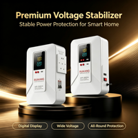 Stabilisateur AVR monophasé mural robuste 220V CA, boîtier en aluminium LED multi-alimentation, résistant à la chaleur et à l'humidité, pour usage domestique et professionnel