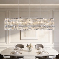 Lustre en cristal pour salle à manger, nouvelle arrivée, luminaire suspendu de luxe, style italien moderne minimaliste, LED, acier inoxydable, verre, bar