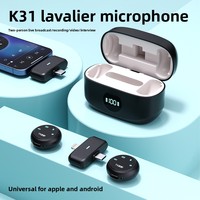 Microphone Lavalier Magnétique Sans Fil K31pro avec Connecteurs 8 broches et USB Type-C pour Diffusion en Direct et Enregistrement Audio