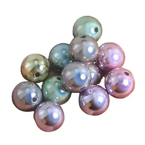 50 pz/borsa 16mm placcatura uv lucido sogno sirena arcobaleno perline acriliche luminose per gioielli che fanno perline fornitore all'ingrosso