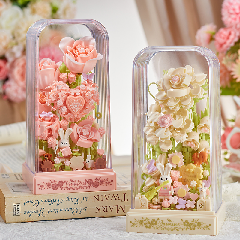 Battement de coeur rose+jasmin blanc pur