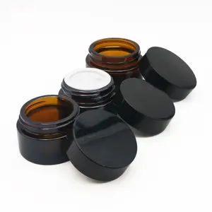 Wholesale Black Brown Glass Bottles With Plastic Lid 5g 10g 15g 1oz 30g 2oz 4oz 8oz Face Cosmetic Cream Jar