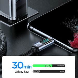 Câble de charge rapide et de transfert de données <span class=keywords><strong>JOYROOM</strong></span> S-CC100A16 1,2 m série Prism pour iPhone 16-15, Type-C vers Type-C avec affichage numérique - Product Image 3
