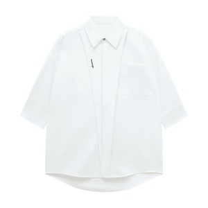 เสื้อเชิ้ตแขนสั้นสีขาวสำหรับผู้ชายทรงเข้ารูประบายอากาศได้สไตล์เกาหลีสวมใส่สบายๆทุกวัน - Product Image 3