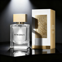 Flacon de parfum rectangulaire en verre transparent de luxe, nouveau design, haute qualité, avec pulvérisateur à pompe, capacité 50 ml, impression sérigraphique