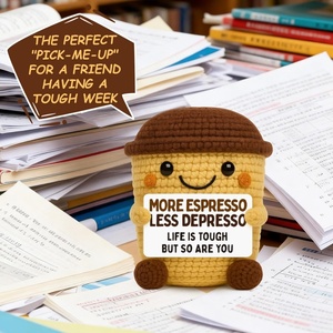 Regalos Divertidos para Amantes del Café, para Amigos y Compañeros de Trabajo, Café de Ganchillo Hecho a Mano, Decoración de Escritorio Única e Inspiradora, Regalo para Pensar en Ti - Product Image 2