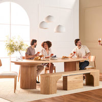 Nouvelle table à manger ovale extensible en bois massif, moderne et écologique, table à manger polyvalente pour les maisons et les hôtels/appartements