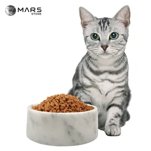 Customizable Logo Natural Stone Marble Eco Friendly Pet Bowls Cat Bowl Carrara White Marble