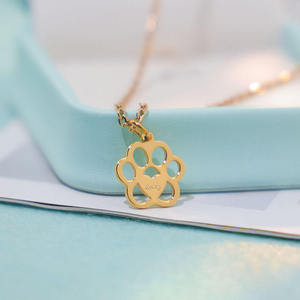 Bijoux pour animaux de compagnie personnalisé chien empreinte gravé pendentif mignon chien patte et coeur nom personnalisé chaîne collier - Product Image 3