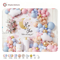 Perlengkapan Dekorasi Balon Garland Pengungkapan Jenis Kelamin Bayi Laki-laki atau Perempuan, Balon Lateks Pink Biru, Dekorasi Pesta Baby Shower dengan Kereta Bayi